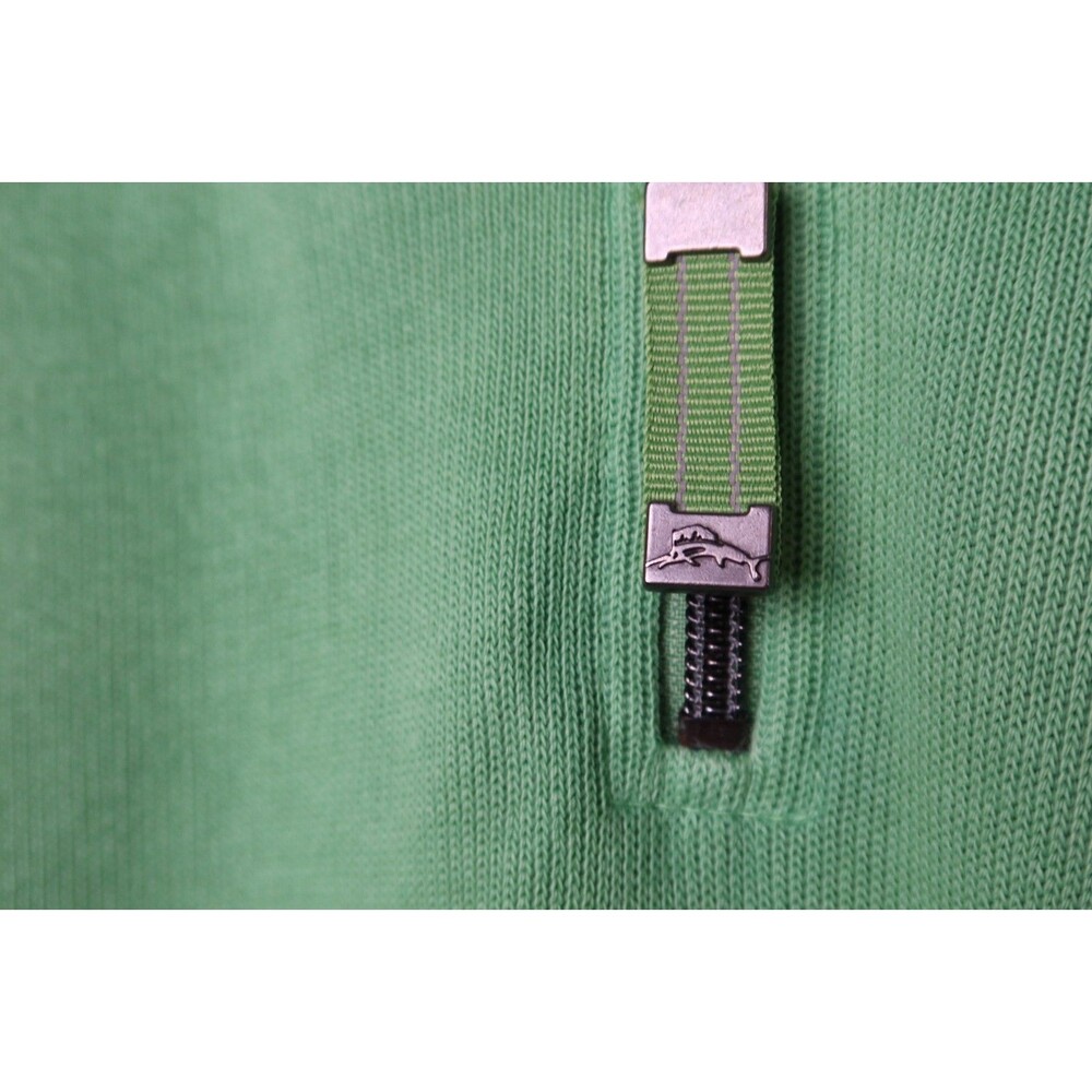 Tommy Bahama Relax 1/4 Zip Pullover Embroidered Marlin Logo Green Cotton Mens M - Picture 4 of 7
